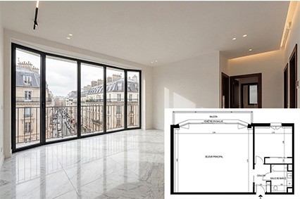 plan appartement 2D et projection simulation rendu 3D