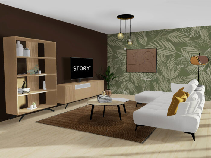 représentation 3D intérieur salon story
